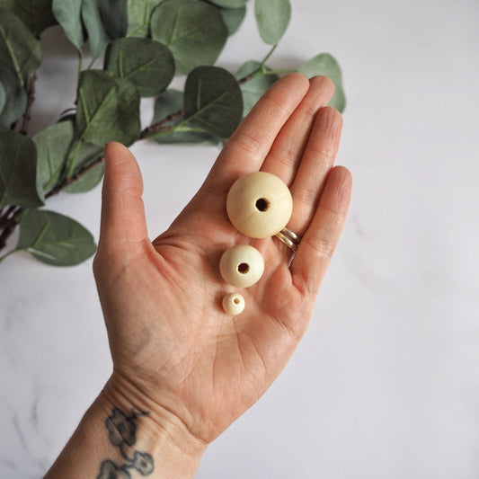 Natural Wooden Beads - 3 sizes The Joyful Studio