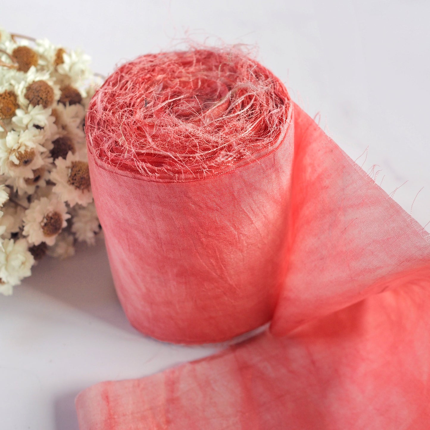 Hot Pink Sari Silk Ribbon Roll. The Joyful Studio