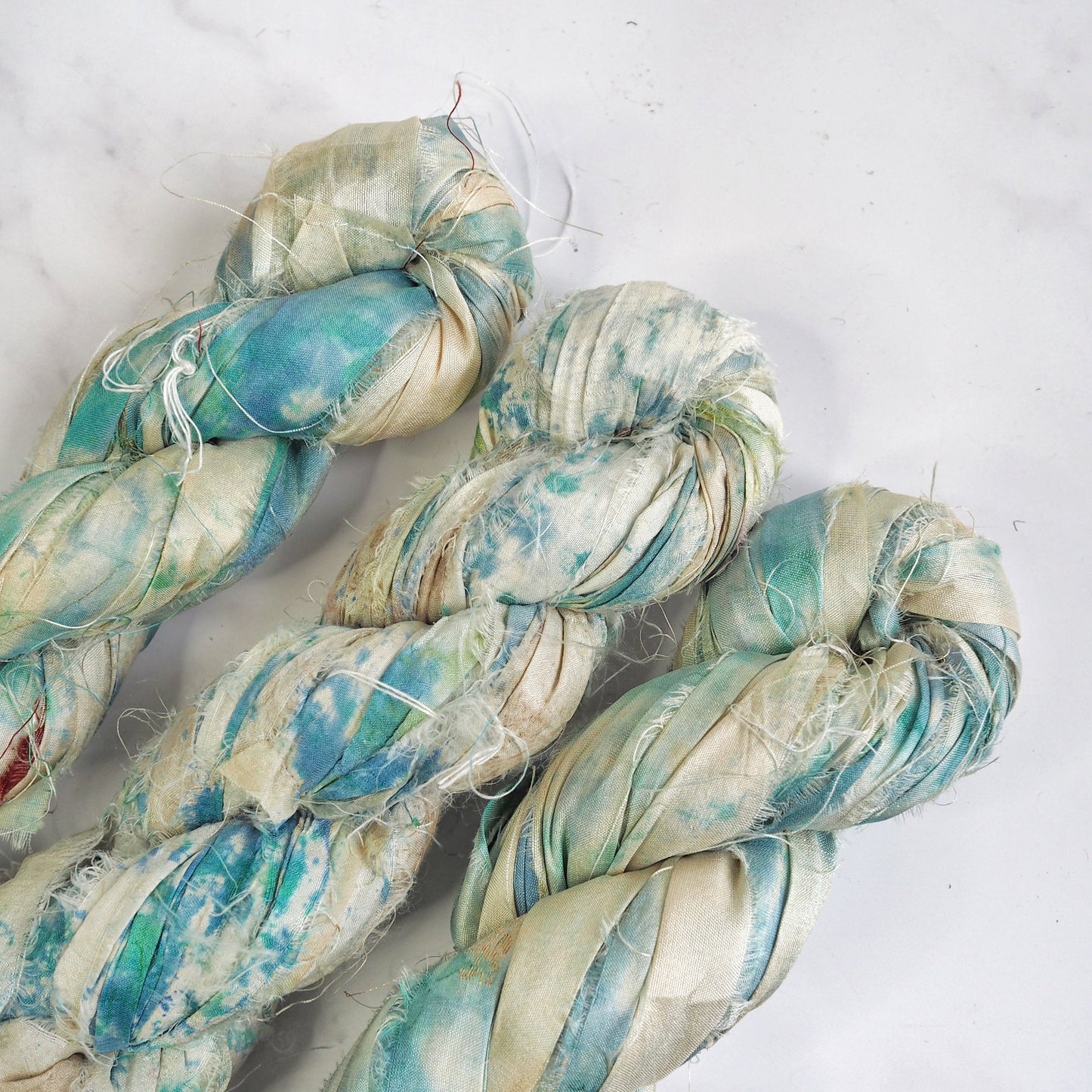 Recycled Sari Silk Ribbon - Ocean Spray The Joyful Studio