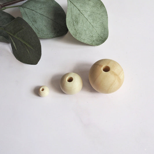 Natural Wooden Beads - 3 sizes The Joyful Studio