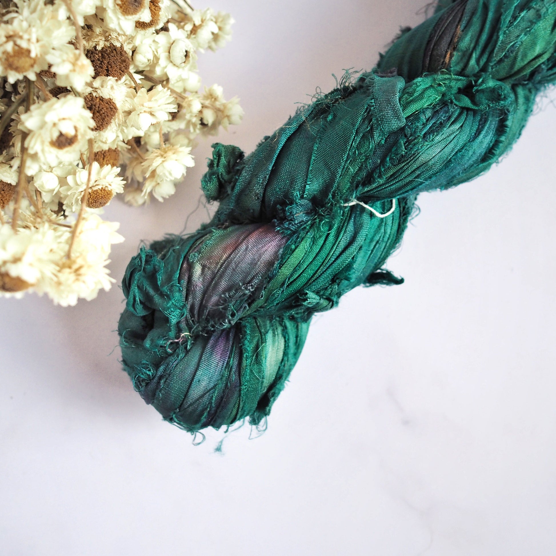 Recycled Sari Silk Ribbon - Marble Dyed The Joyful Studio