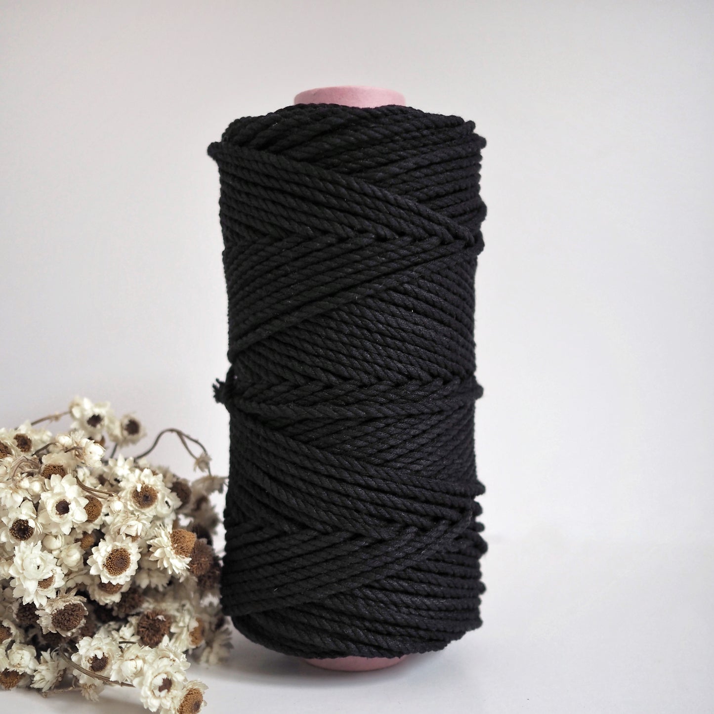 Black | 4mm Recycled Twisted Cotton Rope The Joyful Studio