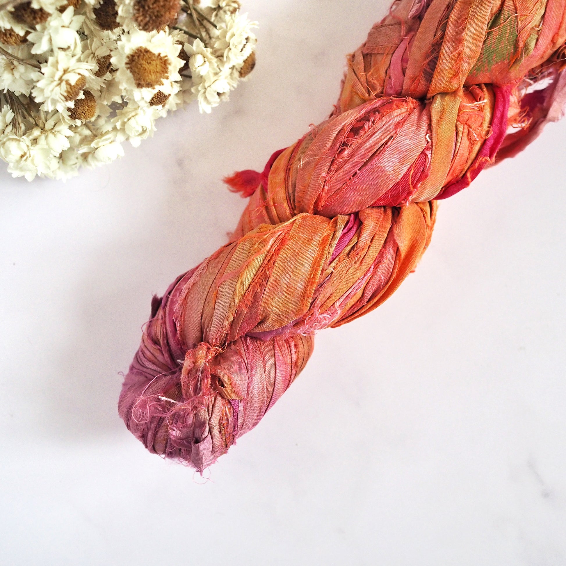 Recycled Sari Silk Ribbon - Marble Dyed The Joyful Studio